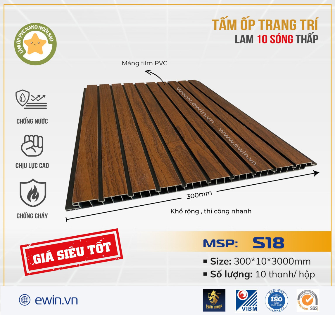 TẤM ỐP LAM 10 SÓNG – MSP: S18