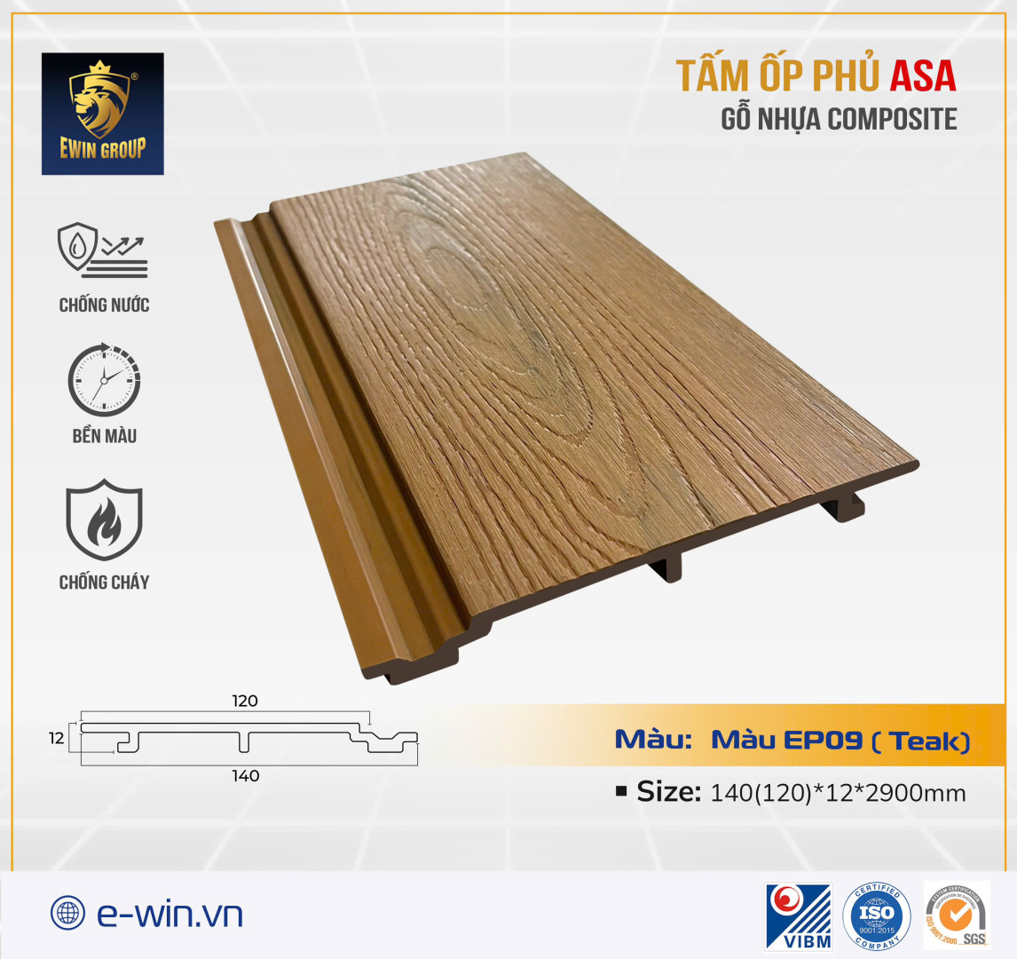 TẤM ỐP GỖ NHỰA PVC PHỦ ASA – MSP EP09 ( Teak)