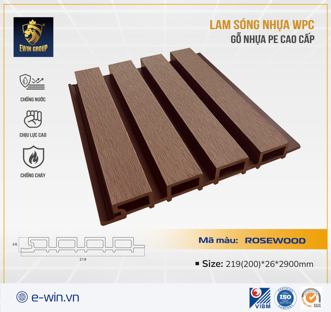 Tấm ốp Lam sóng PE- Rosewood