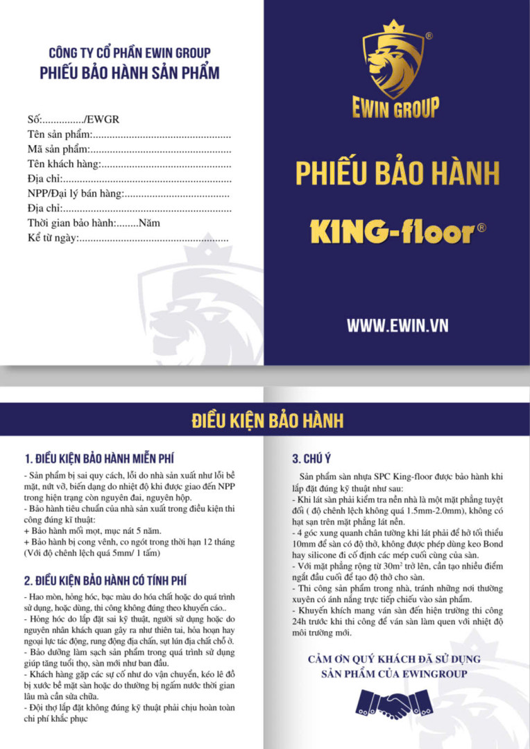 ảnh Bảo Hành Sàn Spc King Floor