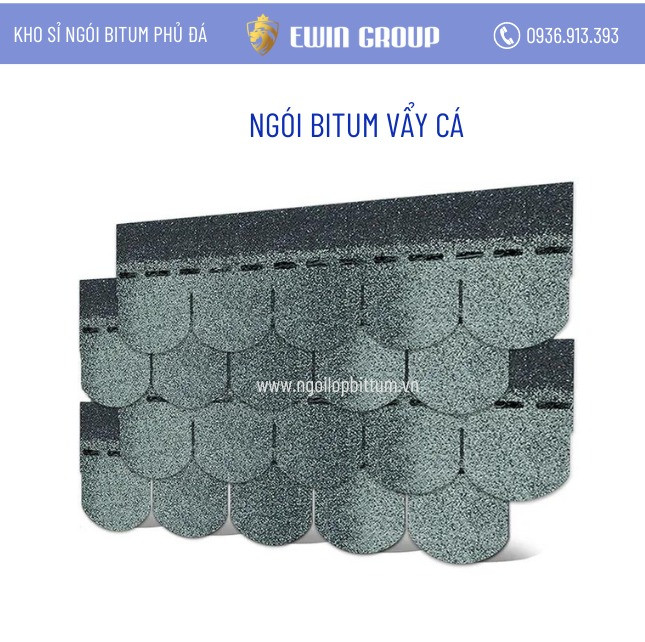 Ngói bitum vẩy cá màu ghi xám mix