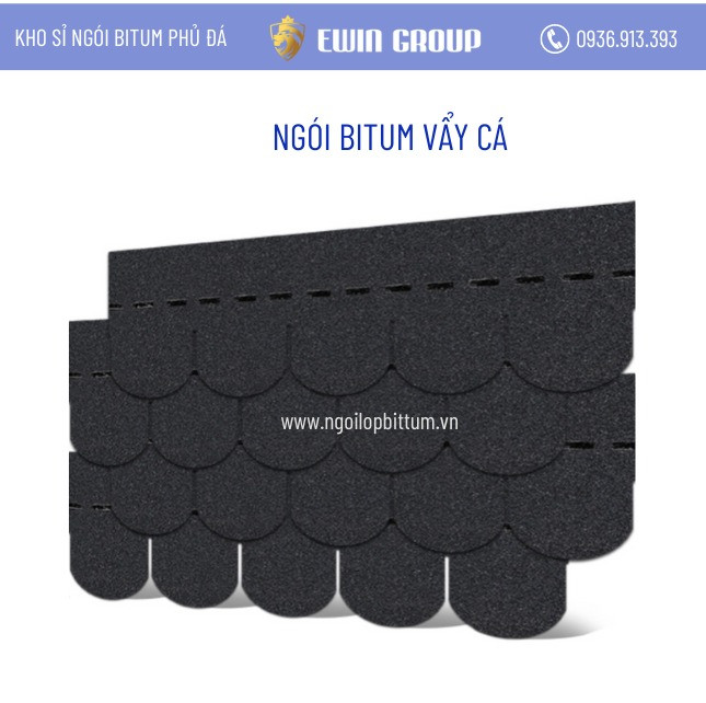 Ngói bitum vẩy cá màu đen xám