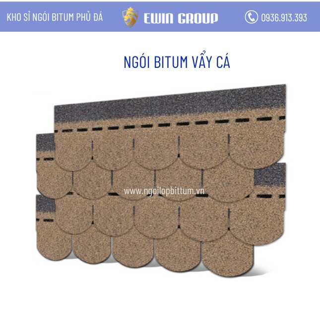 Ngói bitum vẩy cá màu vàng cát
