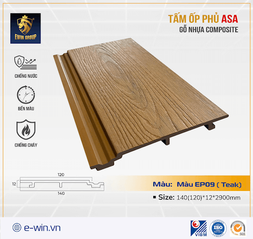 TẤM ỐP GỖ NHỰA PVC PHỦ ASA – MSP EP09 ( Teak)