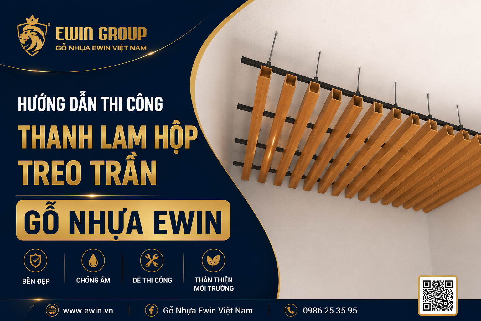 Hướng dẫn thi công thanh nan trần nhựa giả gỗ đúng kỹ thuật