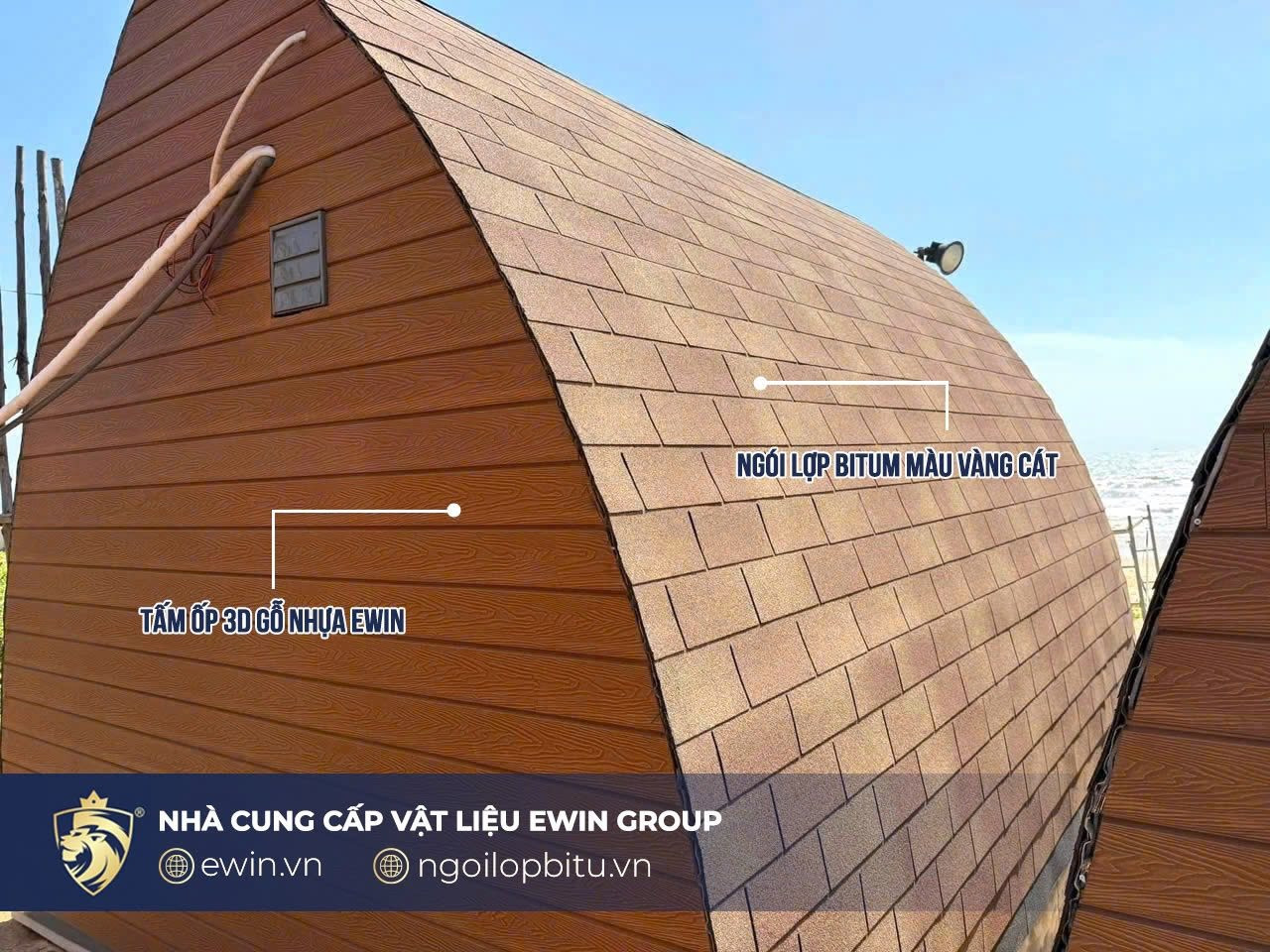 Hình ảnh thực tế ngói lợp bitum màu vàng cát