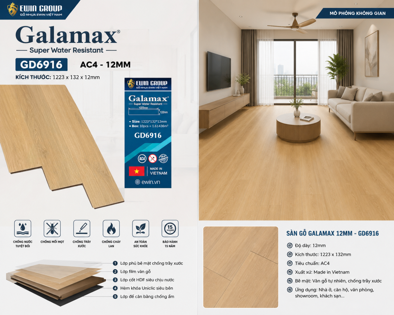 Sàn gỗ Galamax GD6916
