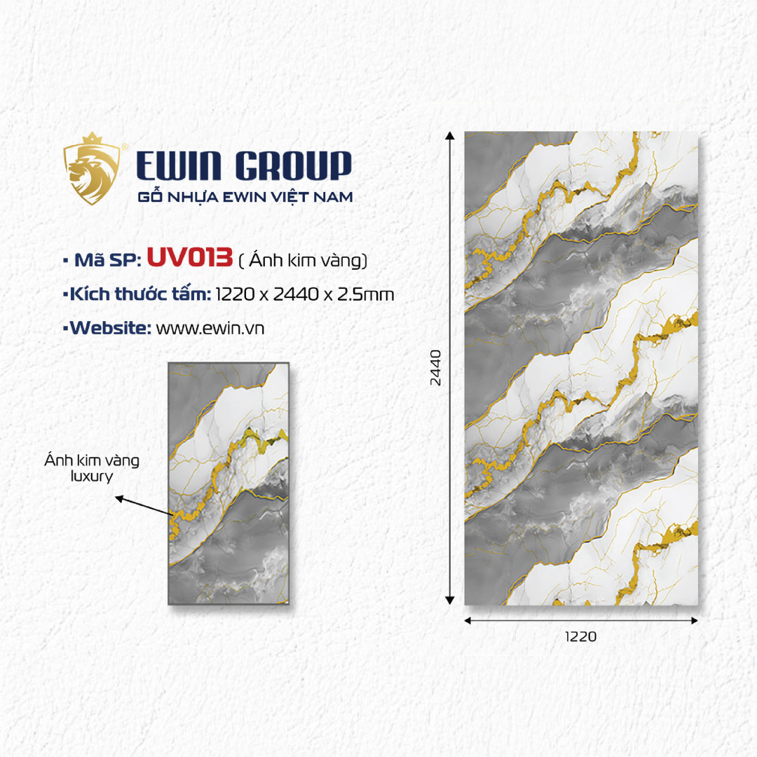 UV013 – Marble xám khói mạ vàng